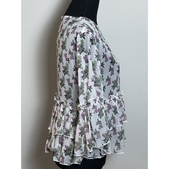 Buffalo David Bitton Women's Floral Print Top Size S Boho Flare Sleeve Top - Picture 10 of 16